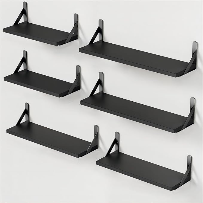 AMADA HOMEFURNISHING Wall Shelves Set of 6, Wood Floating Shelves by AMADAHOMEFURNISHING