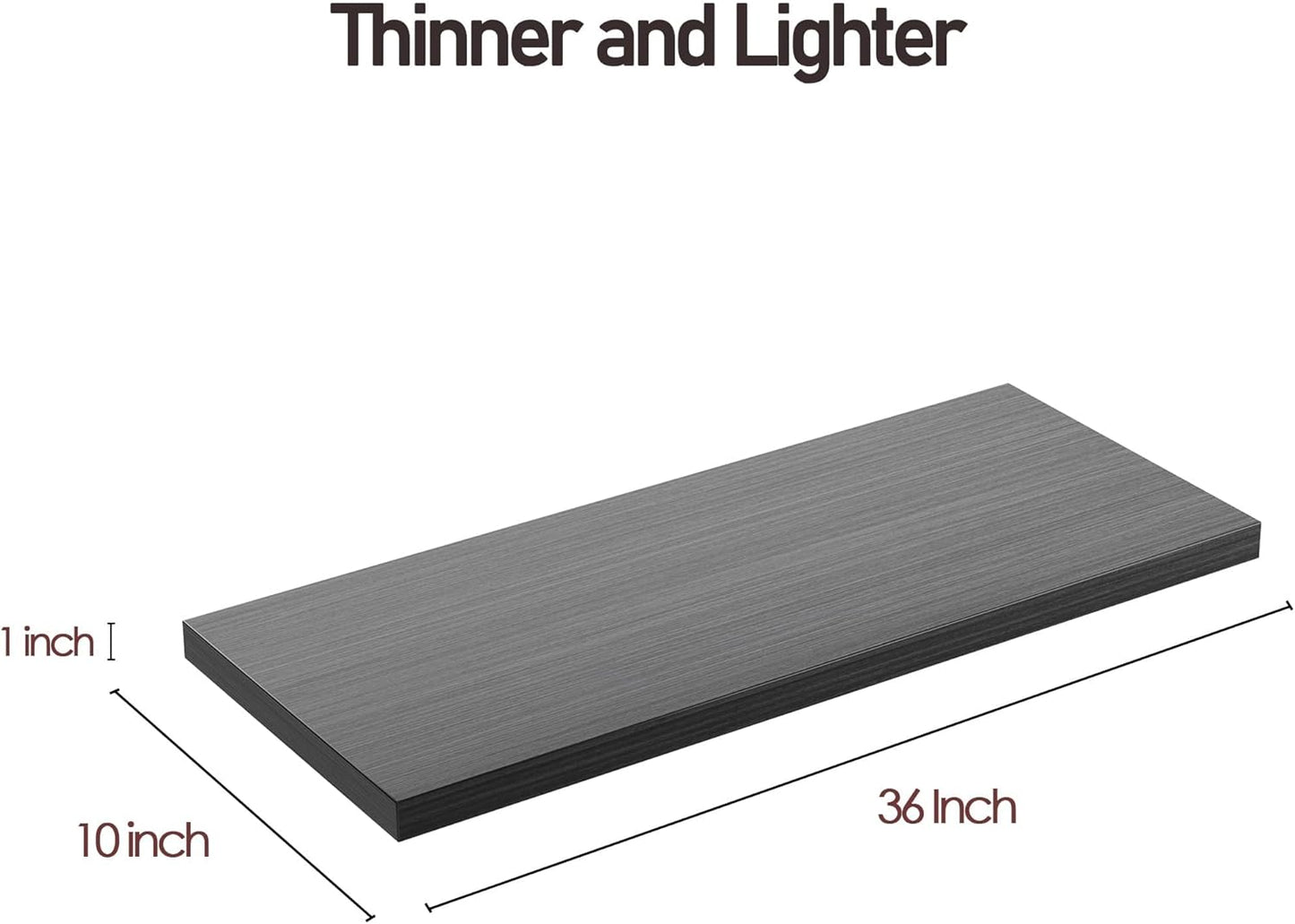 Wall Shelf Set of 1,Dark Wood Floating Shelves 36 in W x 10 in D x 1 in H, Wooden Floating Wall Shelf with Invisible Brackets for Living Room/Bedroom/Bathroom/Kitchen Storage and Decor