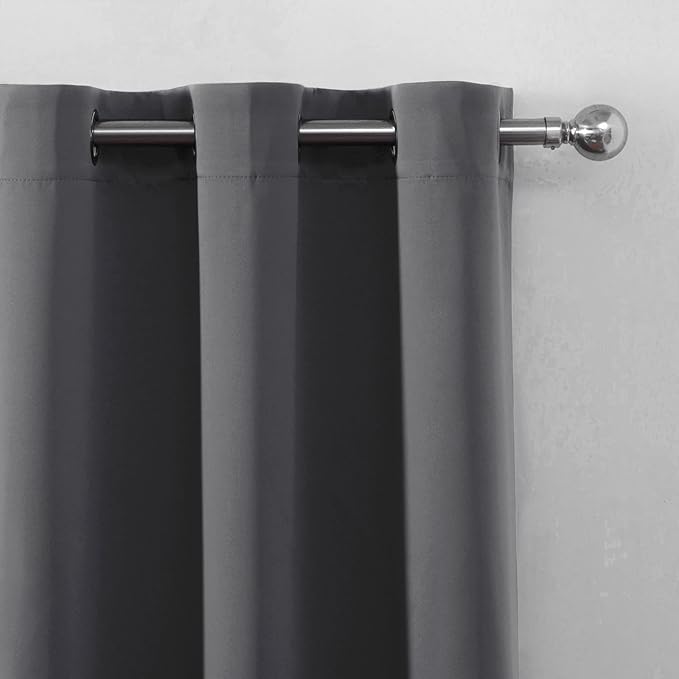 LEMOMO Blackout Curtains 52 x 90 Inch Long Frost Grey Curtains Set of 2 Panels - Image 6
