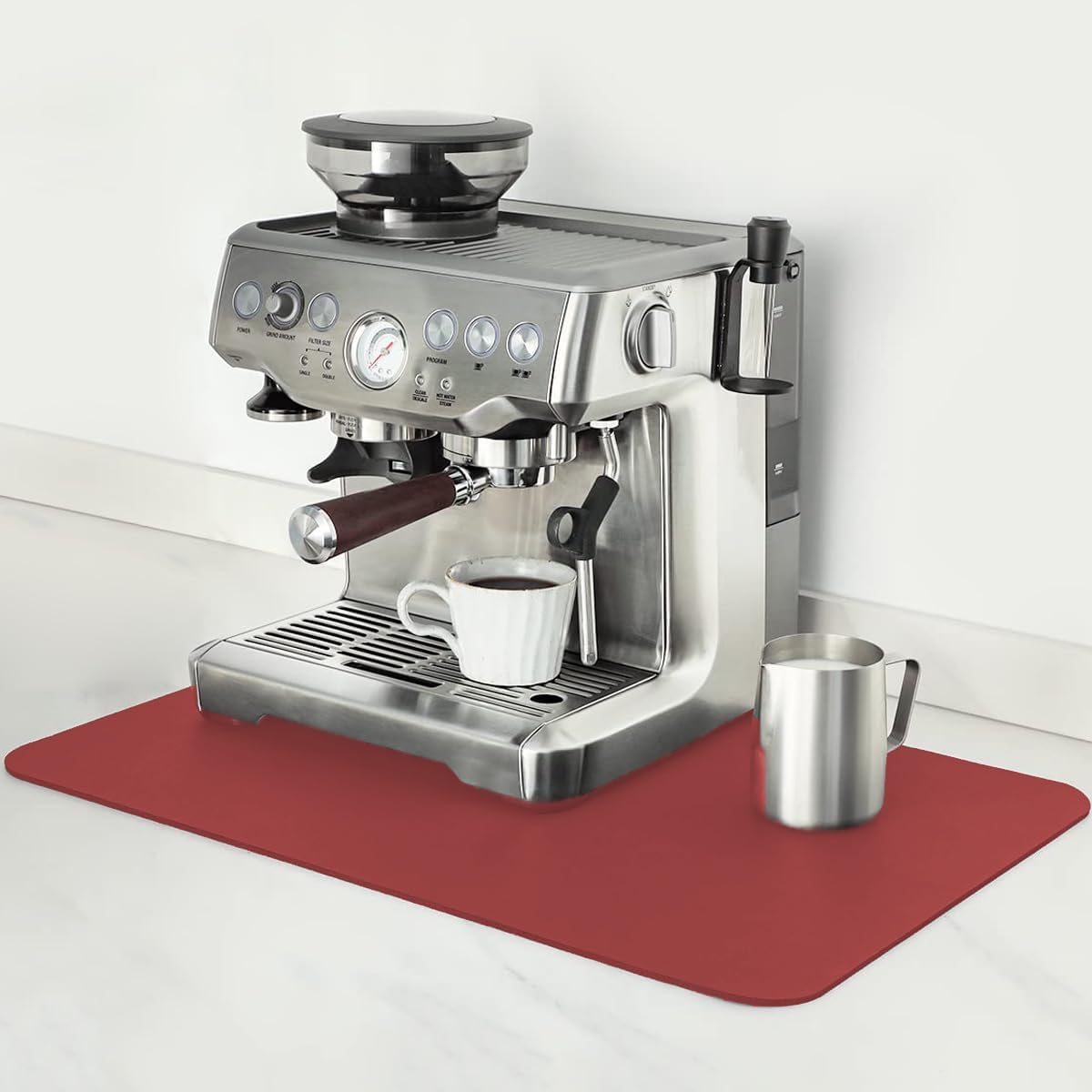 Mimore Red Coffee Bar Mat - 16x24 Inch Absorbent Mat Hides Stains - Fits Under Coffee Maker & Espresso Machine