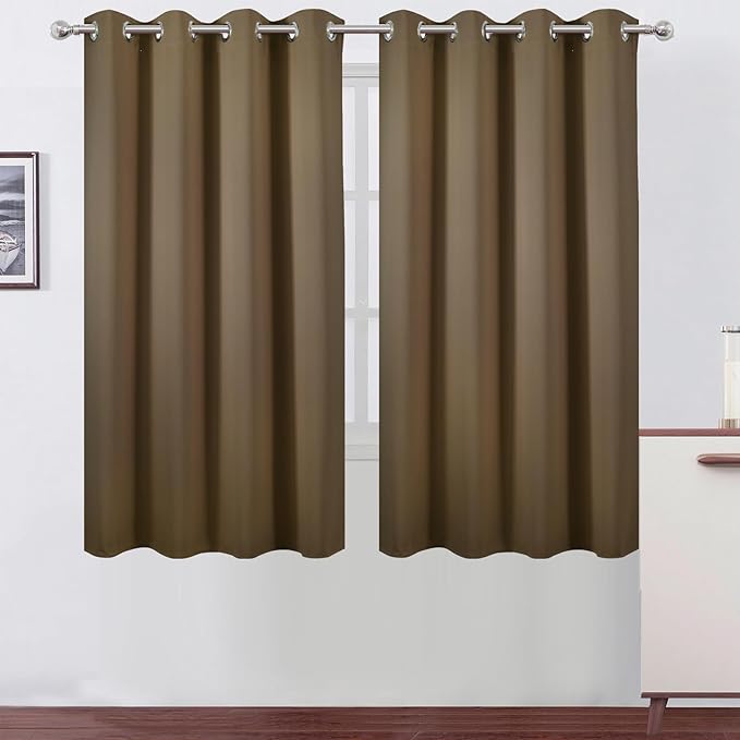 LEMOMO Brown Blackout Curtains 52 x 63 Inch Length/Set of 2 Curtain by Lemomo