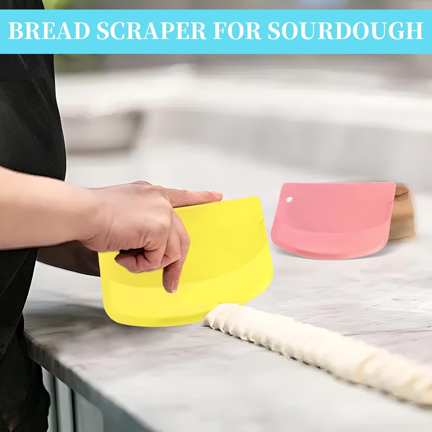 5 Pieces Food Dough Scraper Bench, 5.3 x 3.6 Inch Plastic Flexible Bowl Scraper,Food-safe Kitchen Pastry Cutter Tool for Bread Dough, Pastry, Pizza, Baking Cake (Multicolor)