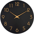 Mosewa Wall Clock 14 Inch Black Battery Operated Silent Non Ticking Simple by MOSEWAWALLCLOCK