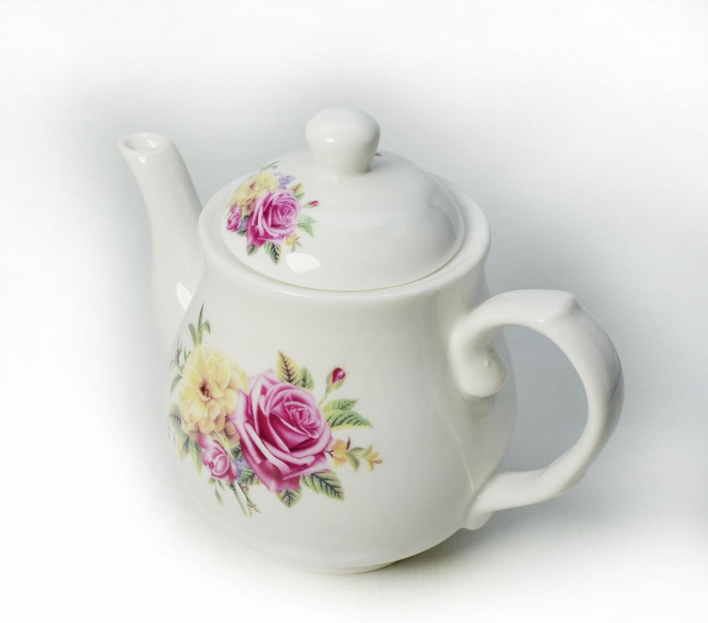 European Style Porcelain Teapot, Coffee Tea Water Pot Vintage Ceramic Kettle (14oz)