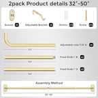2 Pack Curtain Rods 32-46 Inch, 1 Inch Adjustable Heavy Duty Room Darkening - Image 7