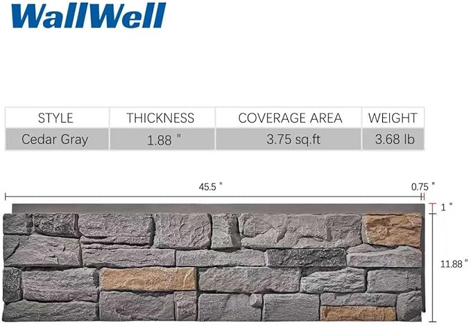 Faux Stone Wall Panels 1-Pack PU Stone Veneer Siding, Mortarless 46.25x12.88 - Image 5