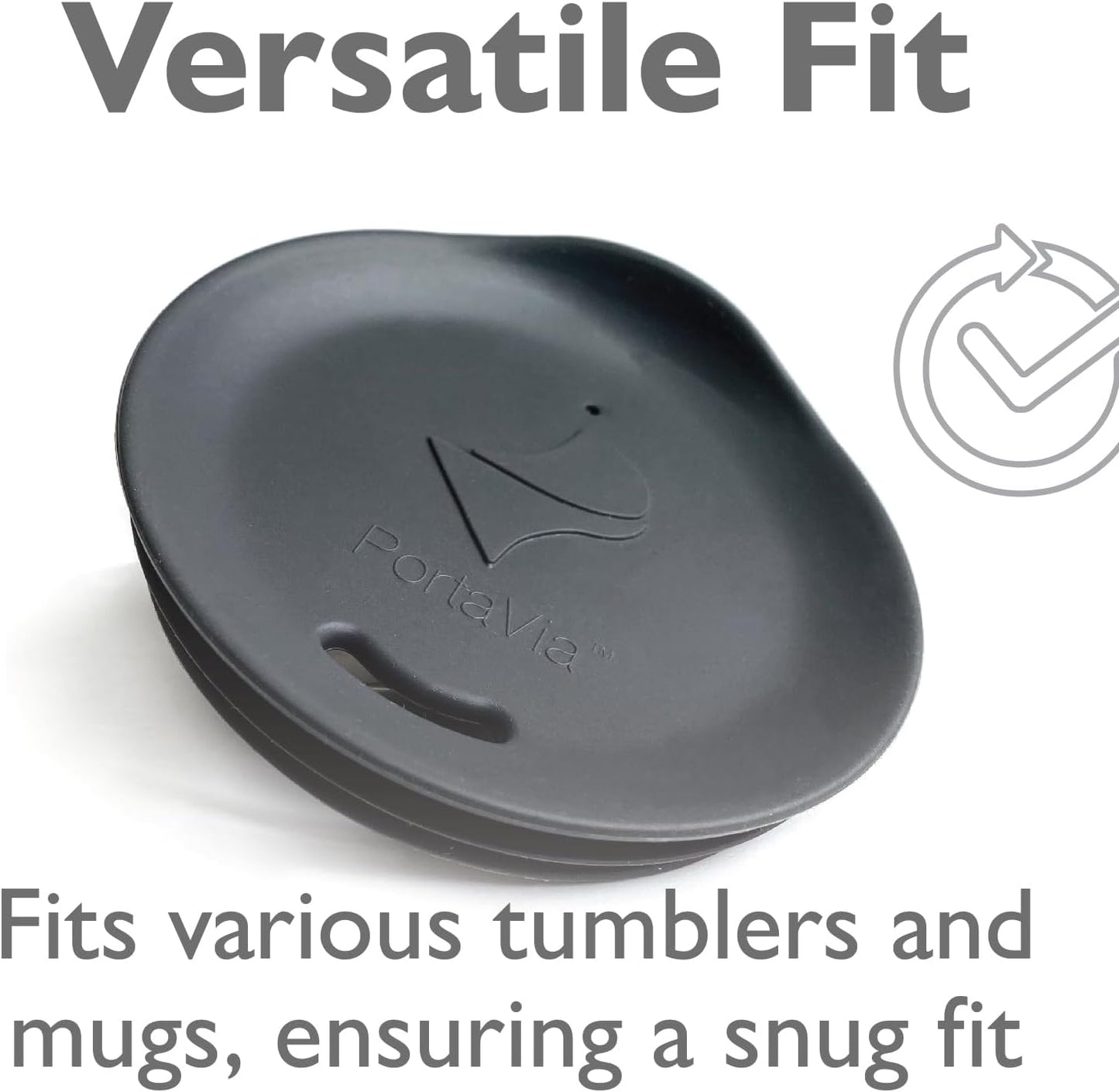 Reusable Coffee Cup Silicone Lid – Fits Most Tumbler, Water Bottle, & Ceramic Coffee Mug Between 2⅝”-2⅞" – Dishwasher-Safe Travel Mug Lid keeps your beverage in your mug (Small - Grey)