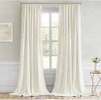 MIULEE Cream Back Tab Blackout Curtains 108 Inch Long 2 Panels Set - Image 9