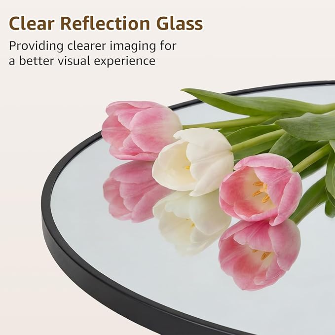 DUMOS 24 Inch Round Wall Mirror, Bathroom Mirror - Image 3