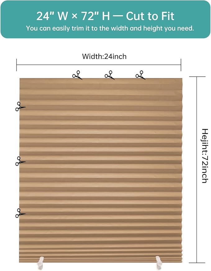 Changshade 6 Pack Temporary Shades, Pleated Paper Blinds - Image 3