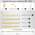 2 Pack Curtain Rods 36-120 Inch, Living Room, Sliding Door - Image 7