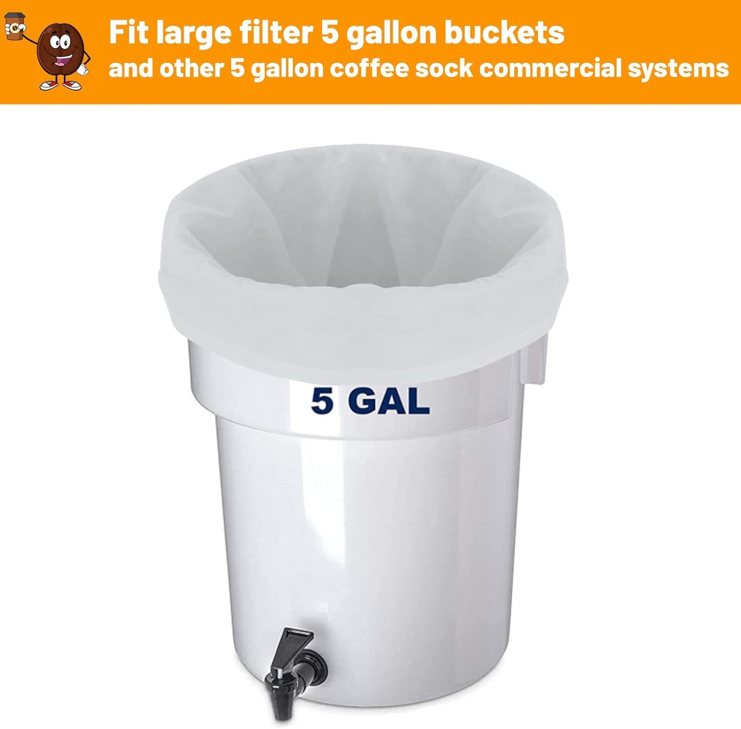 100 Pack Cold Brew Coffee Filters, 20" X 20" Commercial Cold Brew Filters, Filter Bag for Brew Up To 5 LBS Coffee, 5 Gallon Coffee Filter