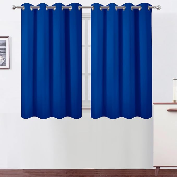 LEMOMO Blackout Curtains 66 x 54 Inch Long Royal Blue Curtains Set of 2 Panels by Lemomo