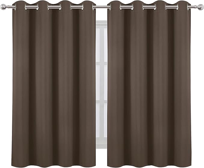 LEMOMO Chocolate Brown Thermal Blackout Curtains/52 x 54 Inch/Set of 2 Panels - Image 2