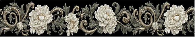 Beige Floral Scroll Wallpaper Border 196x4 Inch Peel and Stick Wall Border - Image 2