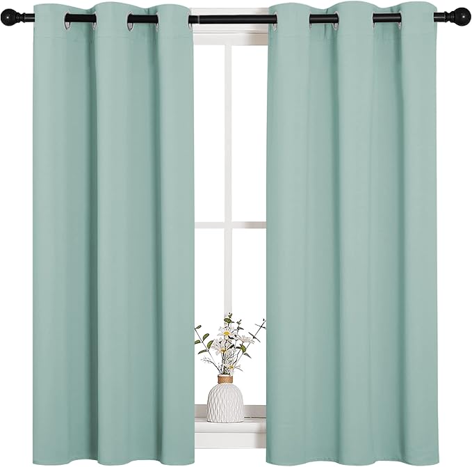 NICETOWN Aqua Blue Thermal Insulated Curtains Blackout Draperies, Window - Image 2