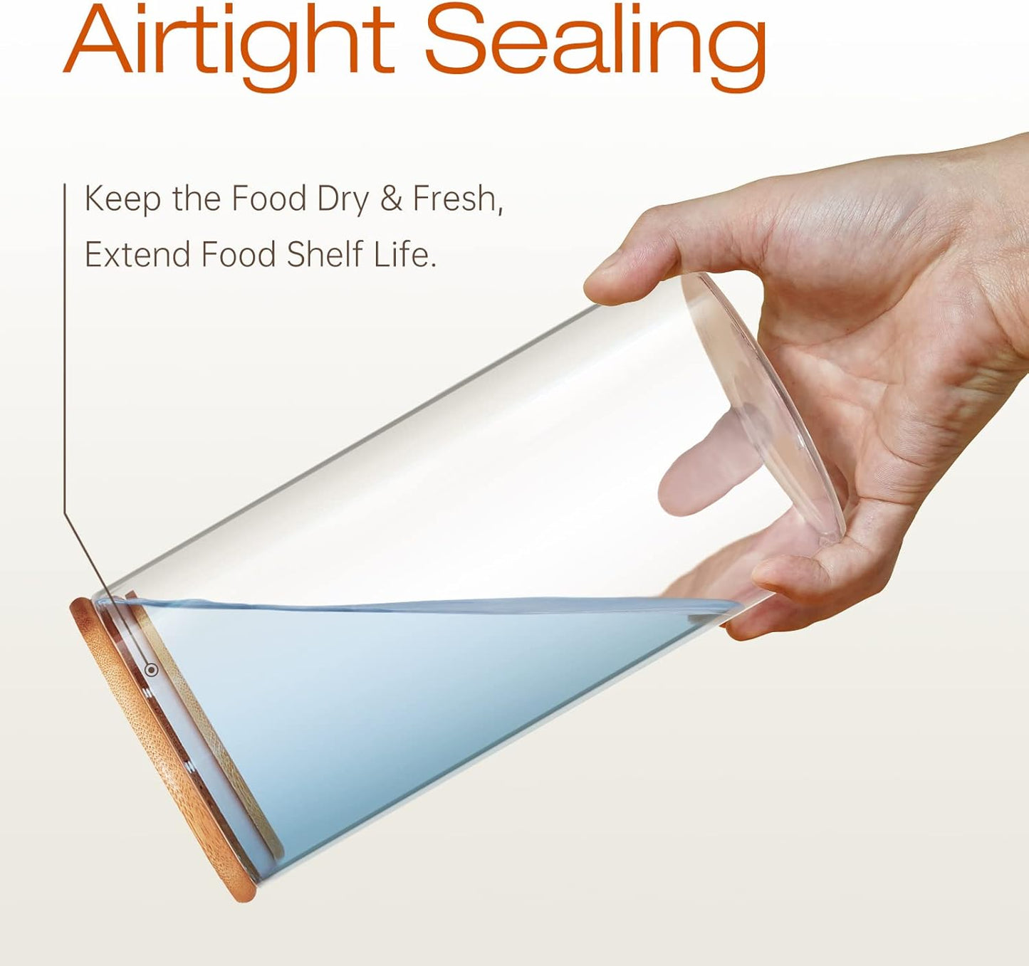 Large Glass Flour and Sugar Containers 180oz x2 [Set of 2], Glass Food Storage Containers with Bamboo Lids, Glass Jar with Airtight Lids for Spaghetti Pasta,Rice,Cereal,Candy,Coffee, Oat