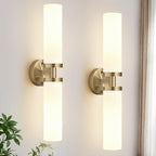 Indoi Wall Sconces Set of Two, Hardwired Brass Bathroom Sconces Wall Lighting by Indoibrightenyourbathroom