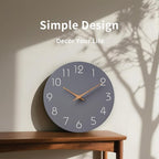 Mosewa Wall Clock 8 Inch Gray Battery Operated Silent Non Ticking Simple Modern - Image 2