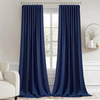 MIULEE Navy Blue Back Tab Blackout Curtain 96 Inch Long 2 Panels Set - Image 9