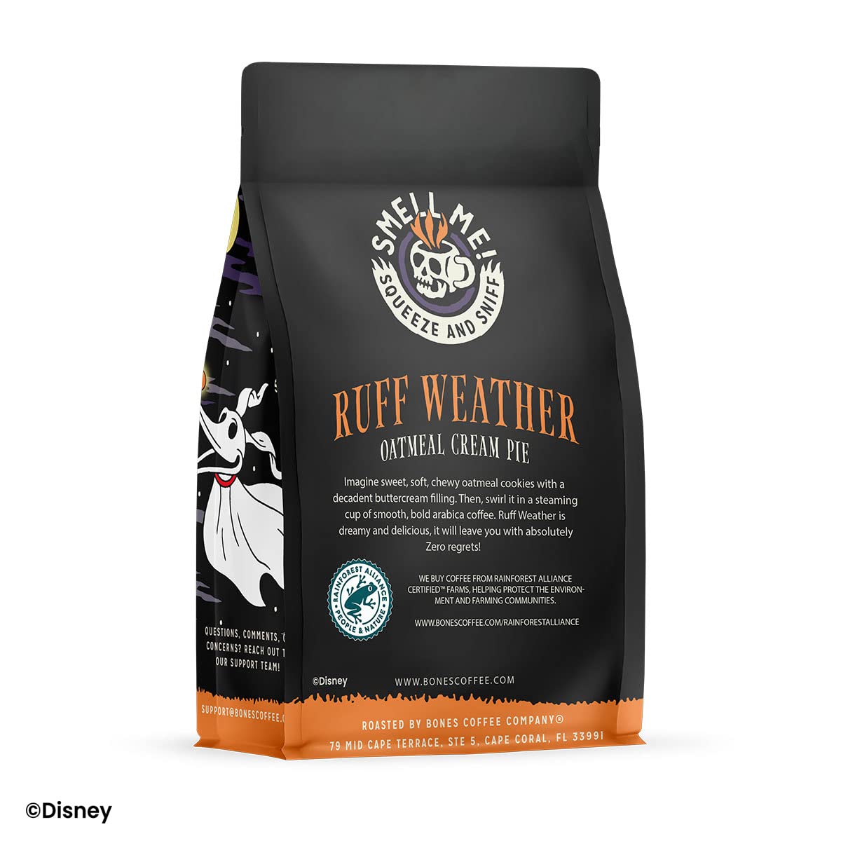 Bones Coffee Company The Nightmare Before Christmas Ruff Weather Flavored Coffee Beans, Medium Roast Ground Coffee Low Acid, Oatmeal Creampie Flavor (12 oz)