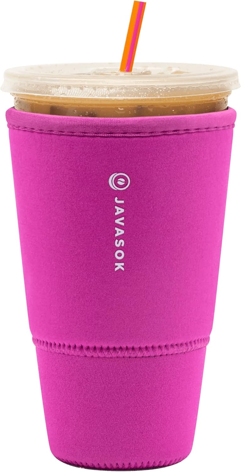 Sok It JavaSok Iced Coffee & Cold Soda Insulated Neoprene Cup Sleeve (Bright Pink, XLarge: 38-42oz)