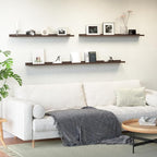 Boswillon 55.1 Inches Long Floating Shelves, 2 Set Rustic Wall Shelf - Image 2