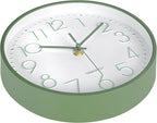 Modern Green Bathroom Wall Clocks 8 Inch Non-Ticking Battery Operated - Image 6