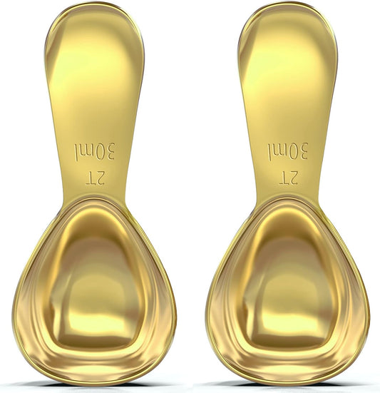 BALCI - Stainless Steel Coffee Scoop Set (2&2 Tablespoon, 30ml and 30ml) Exact Measuring Spoons for Coffee, Tea, Sugar, Flour and More! - Gold …