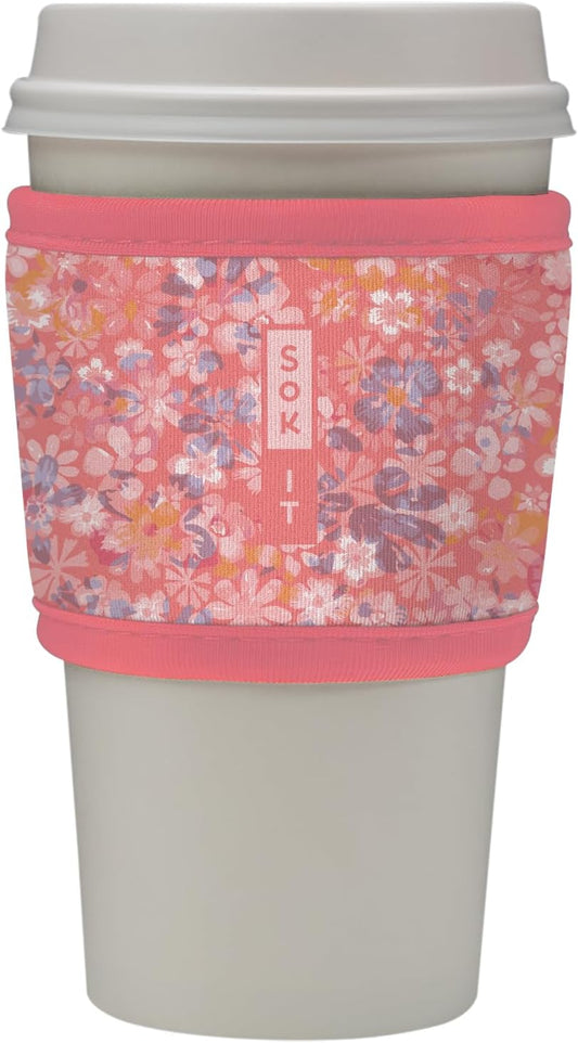 Sok It HotSok Coffee & Tea Reusable Insulated Neoprene Cup Sleeve (Blushing Blooms)