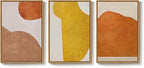 Framed Orange Abstract Boho Wall Art Bedroom, 3 Piece Neutral Mid Century - Image 9