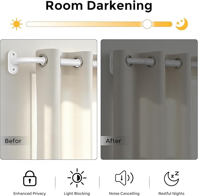 Curtain Rods 36-120 Inch, 1 Inch Adjustable Long Heavy Duty Room Darkening - Image 3