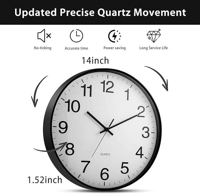 Inbagi 8 Pcs Wall Clock Large Silent Battery Operated Wall Clocks Modern Non - Image 2