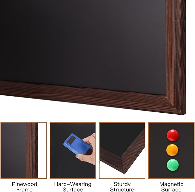 Comix Magnetic Chalkboard, 18 x 24 Inches Wooden-Framed Blackboard - Image 5