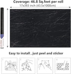Arthome Black Marble, 17x393 Inches Peel and Stick Wallpaper, Marble Contact - Image 7