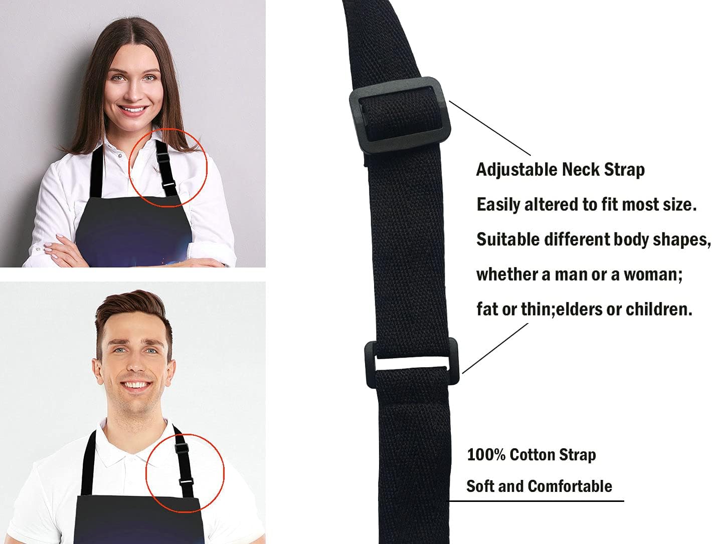 Unicorn Magic Design With Stars Adjustable Bib Apron, Unicorn Rainbow Galaxy Space Cooking Kitchen Apron for Men Women