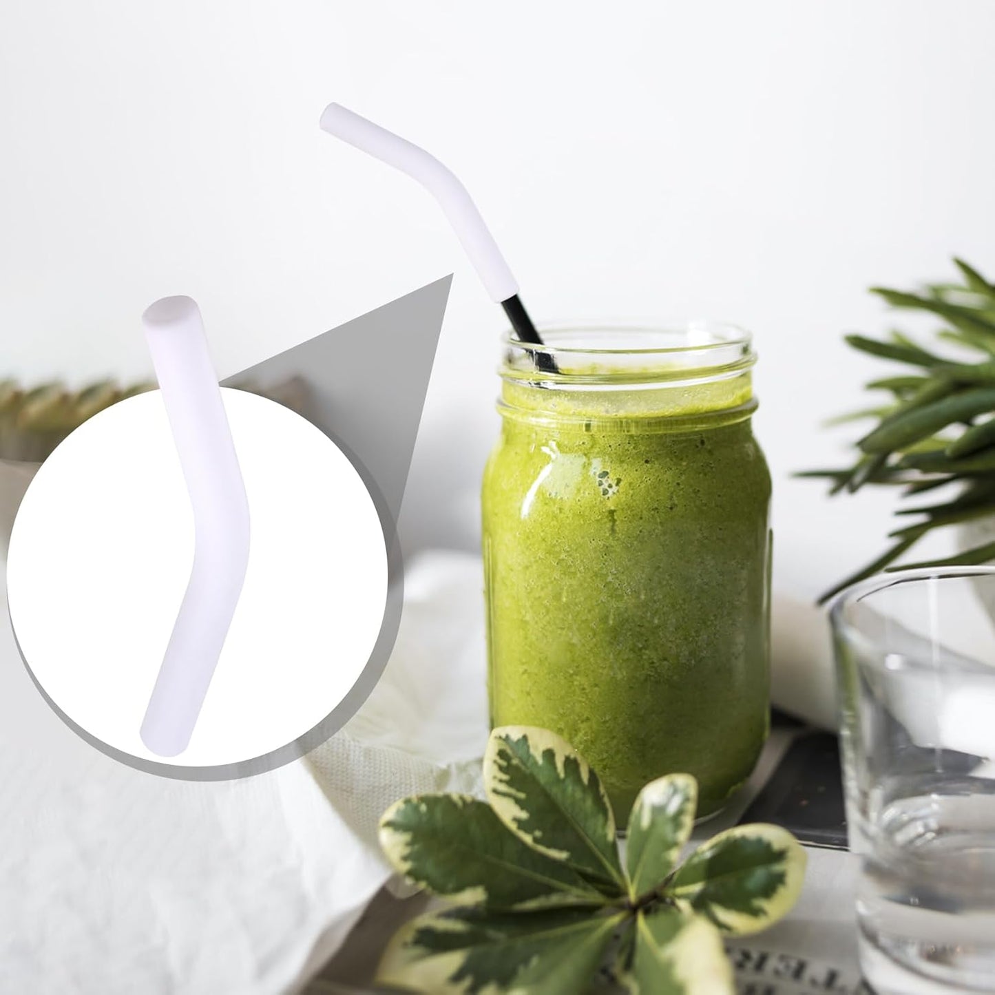 6pcs Food-Grade Silicone Straw Tips, Reusable Metal Straw Elbows Tips, Temperature Resistant Rubber Straw Covers Replacement Tip for 5/16" Stainless Steel Straws - White