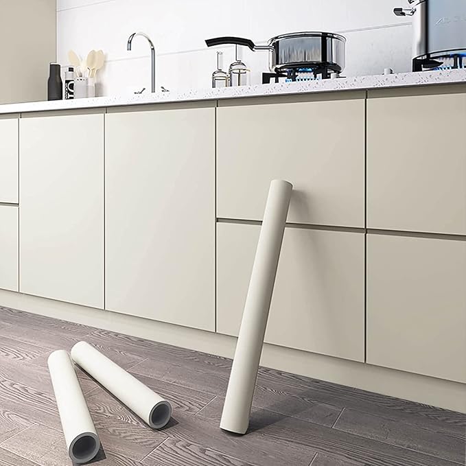 Dimoon 394''x23.6'' Cream Skin Peel and Stick Wallpaper Contact Paper Modern - Image 2
