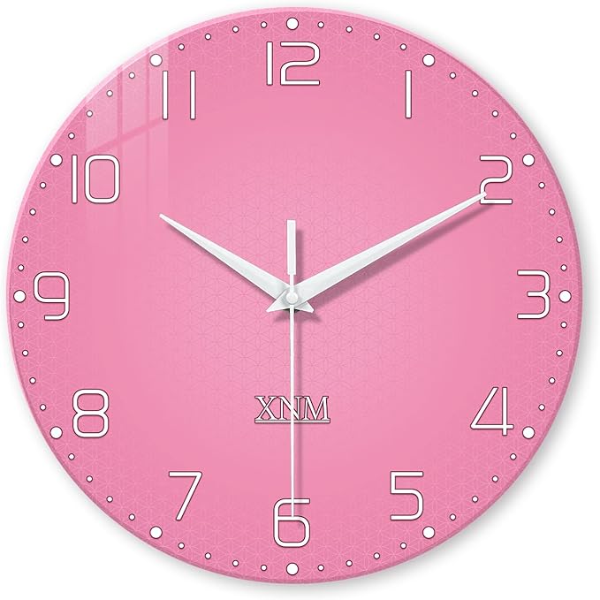 XNM Minimalist Bedroom Clock for Teen Girls Pink Analog Clock Battery Operated by XNMwallclock