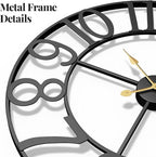 Cuspin 16 Inch Large Wall Clock, Modern Black Metal Clock - Image 3