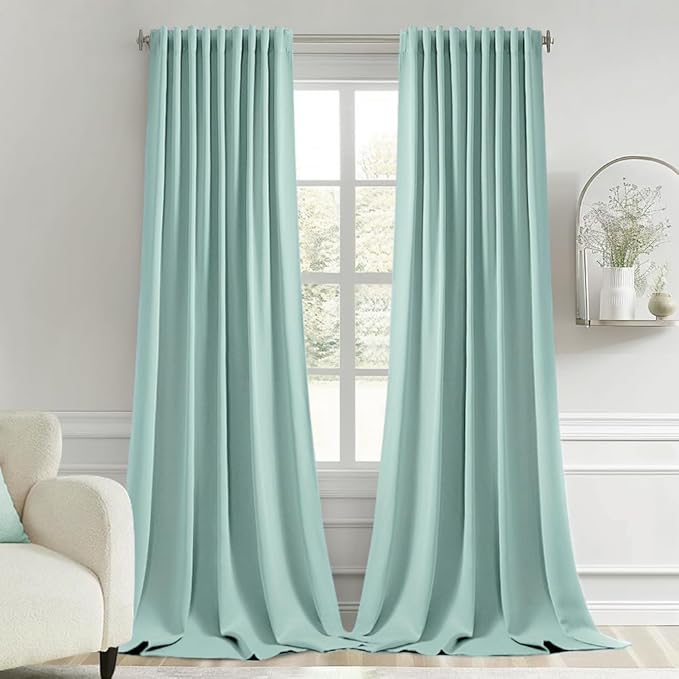MIULEE Aqua Back Tab Blackout Curtains 102 Inch Long 2 Panels Set by MIULEE