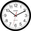 Sharp Wall Clock – Black, Silent Non Ticking 14 Inch Quality Quartz Battery by SHARP