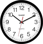 Sharp Wall Clock – Black, Silent Non Ticking 14 Inch Quality Quartz Battery by SHARP
