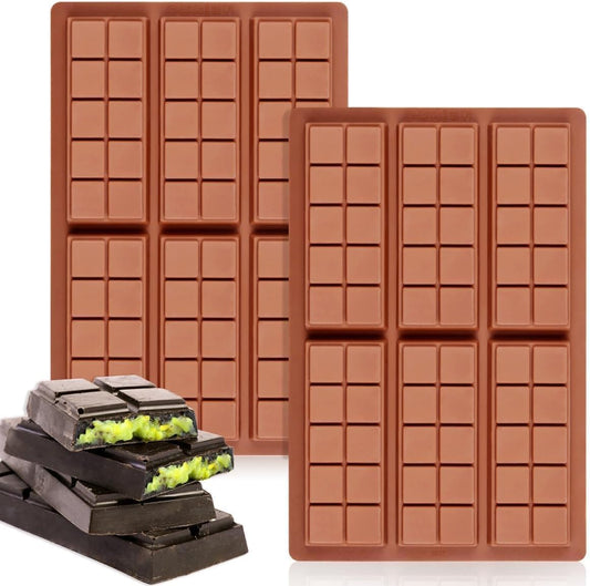 Chocolate Bar Mold Deep Silicone Break-Apart Chocolate Mold Non-Stick Chocolate Mold Dubai Chocolate Bar Mold Pistachio (10 Snap, Set of 2) (10 Snap)