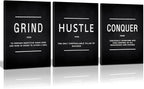 KAWAHONE Success Quotes Wall Art, Grind Hustle Conquer Motivation Wall Poster by KAWAHONE