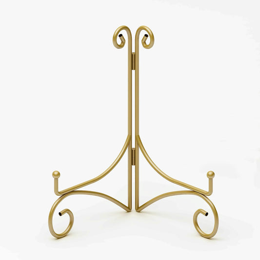 Iron Plate Stand for Display with Folding Design, Picture Stands for Tables, 12 Inch Large Easels for Displaying for Book, Art Piece, Photo and Platter, 12’’ Gold