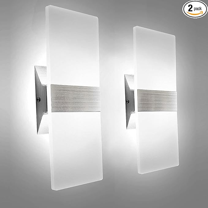 KICAAO Modern Wall Sconces Set of Two, Led Wall Light 10w, 6000k White Light Up by KICAAO