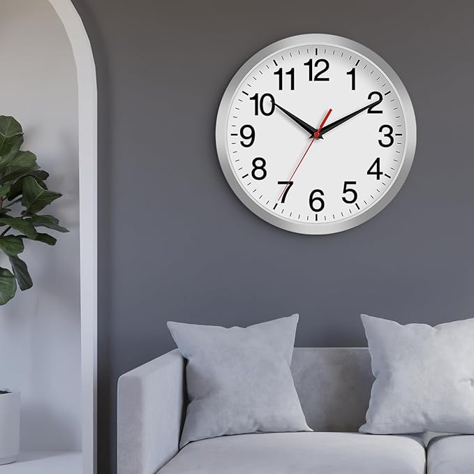 Rohioue 12 Inch Wall Clock Modern Battery Operated Silent Non Ticking Analog - Image 5
