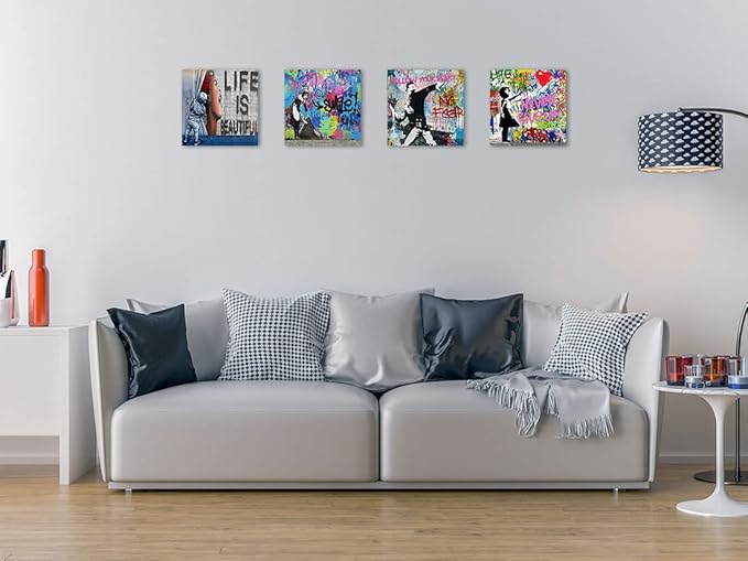 Biufo Banksy Canvas Wall Art Prints Pop Street Art Picture Paintings - Image 2