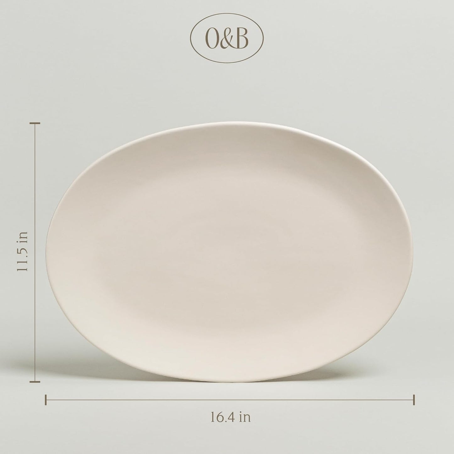 over&back Coupe Stoneware Serving Platter - Elegant 1-Piece Oval Serving Platter to Complete Your Kitchen Set - 16.4" x 11.5" - Semi-Matte Ivory